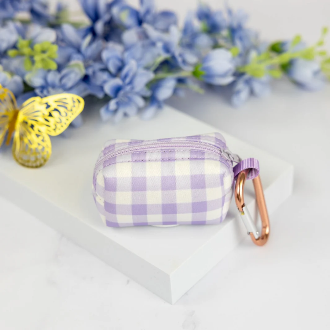 Social Butterfly Purple Gingham Waste Bag Holder