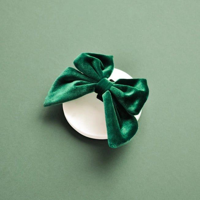 Luxe Velvet Sailor Bow Tie Forest Green